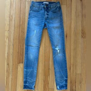 NWOT Madewell 9” High Rise Skinny Jeans, Medium Blue Wash, Distressed, 23